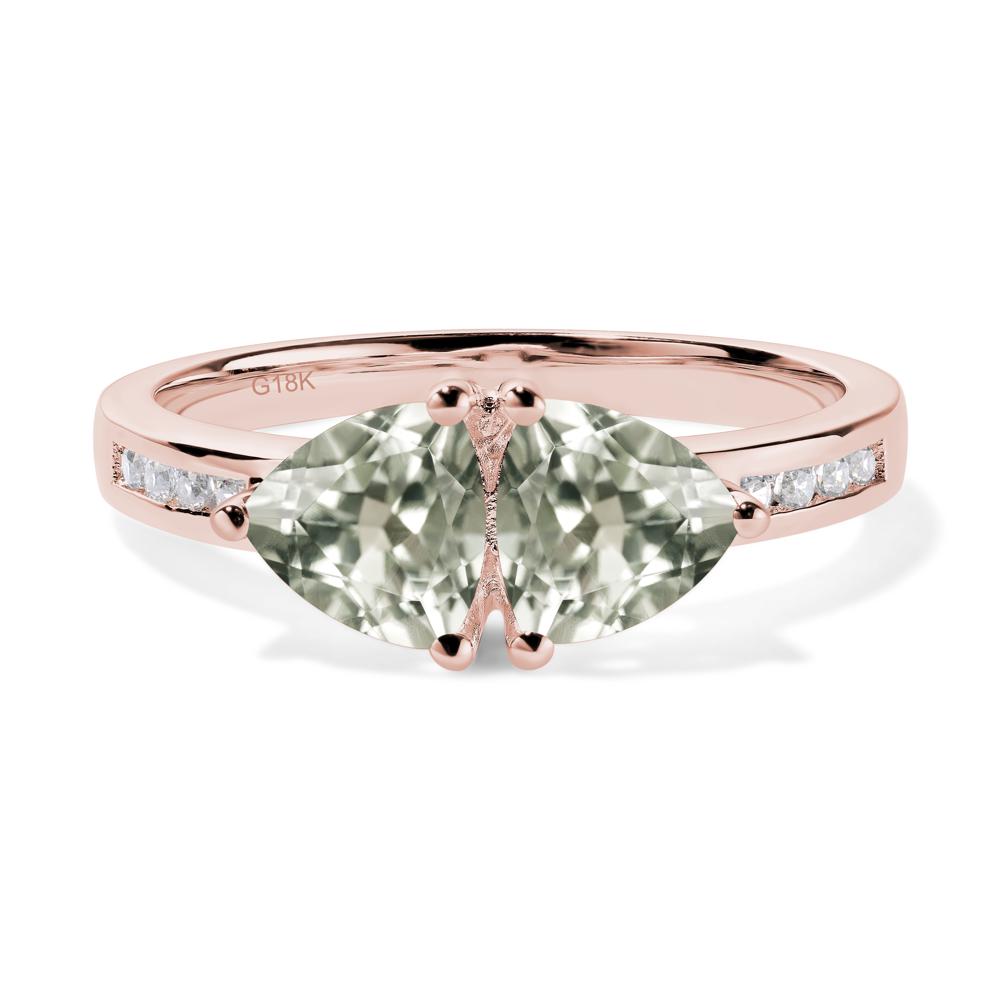 Trillion Cut Two Stone Green Amethyst Ring - LUO Jewelry #metal_18k rose gold