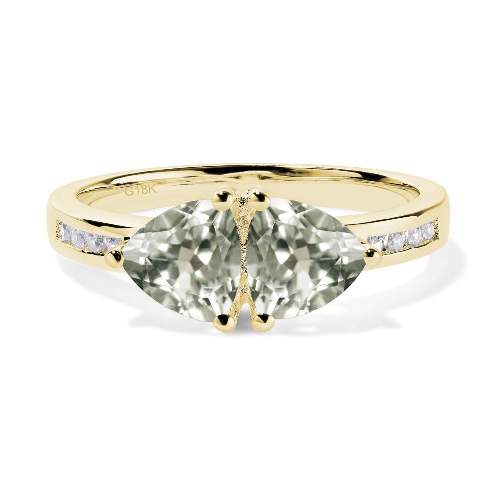 Trillion Cut Two Stone Green Amethyst Ring - LUO Jewelry #metal_18k yellow gold