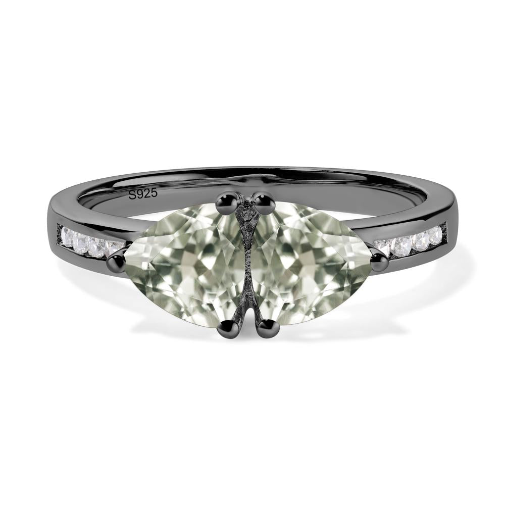 Trillion Cut Two Stone Green Amethyst Ring - LUO Jewelry #metal_black finish sterling silver