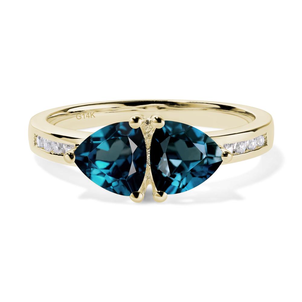 Trillion Cut Two Stone London Blue Topaz Ring - LUO Jewelry #metal_14k yellow gold