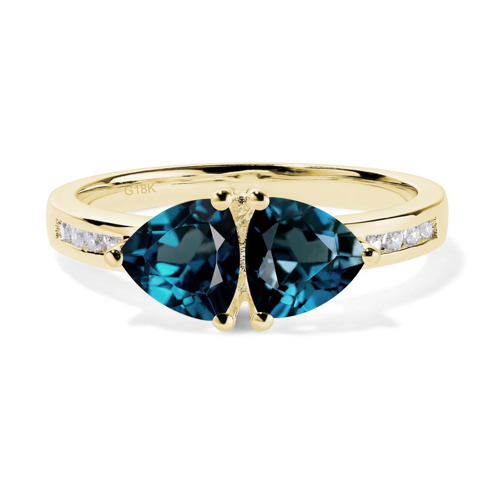 Trillion Cut Two Stone London Blue Topaz Ring - LUO Jewelry #metal_18k yellow gold