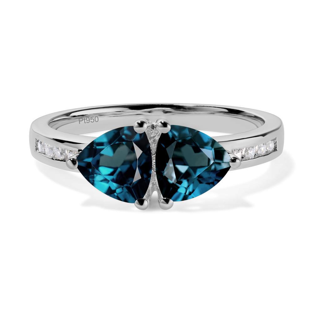 Trillion Cut Two Stone London Blue Topaz Ring - LUO Jewelry #metal_platinum