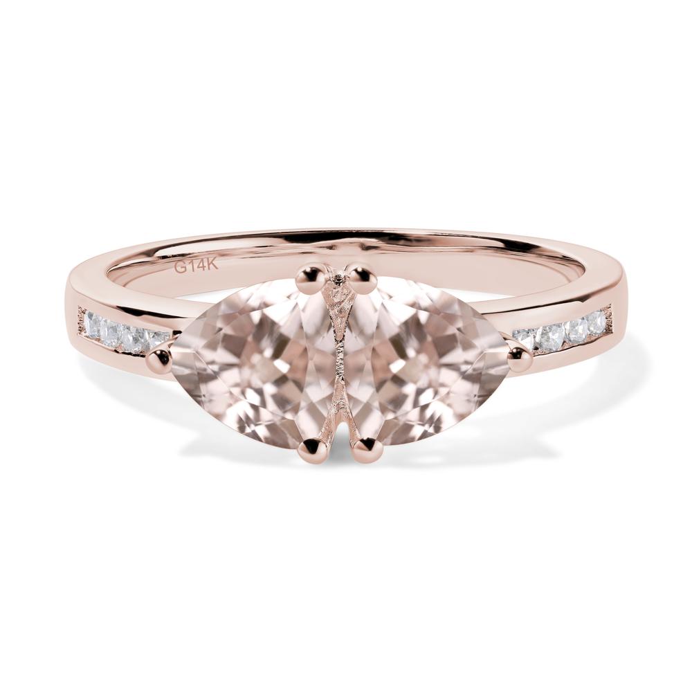 Trillion Cut Two Stone Morganite Ring - LUO Jewelry #metal_14k rose gold