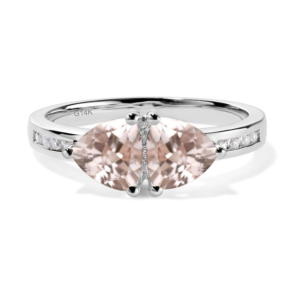 Trillion Cut Two Stone Morganite Ring - LUO Jewelry #metal_14k white gold