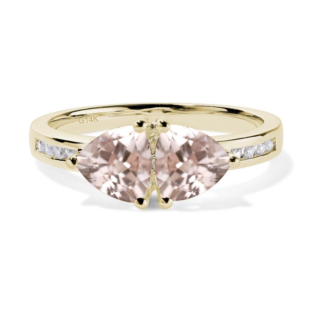 Trillion Cut Two Stone Morganite Ring - LUO Jewelry #metal_14k yellow gold
