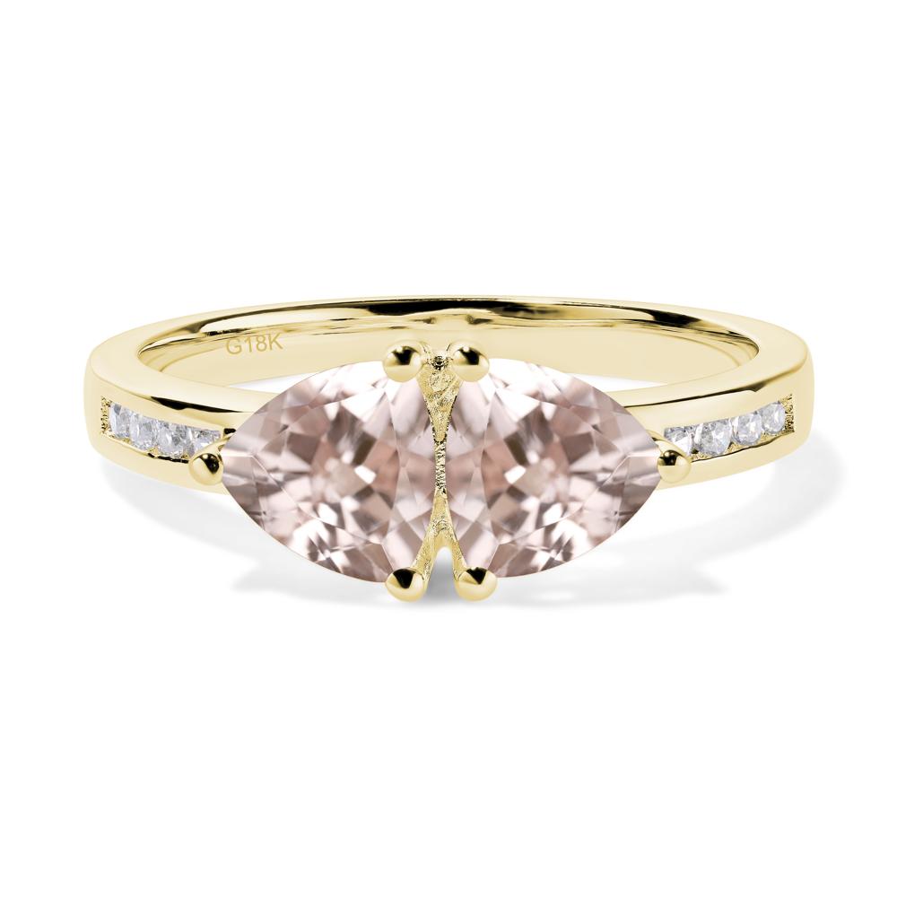 Trillion Cut Two Stone Morganite Ring - LUO Jewelry #metal_18k yellow gold