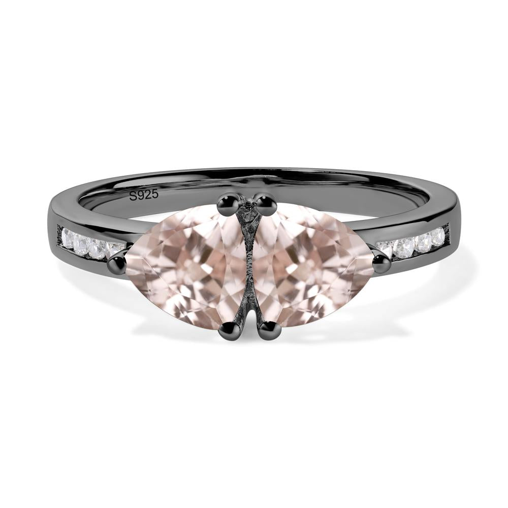 Trillion Cut Two Stone Morganite Ring - LUO Jewelry #metal_black finish sterling silver