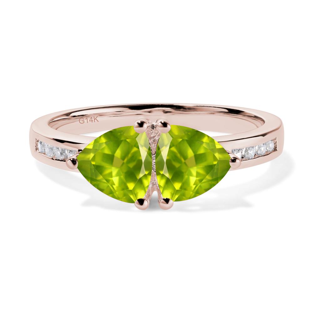 Trillion Cut Two Stone Peridot Ring - LUO Jewelry #metal_14k rose gold