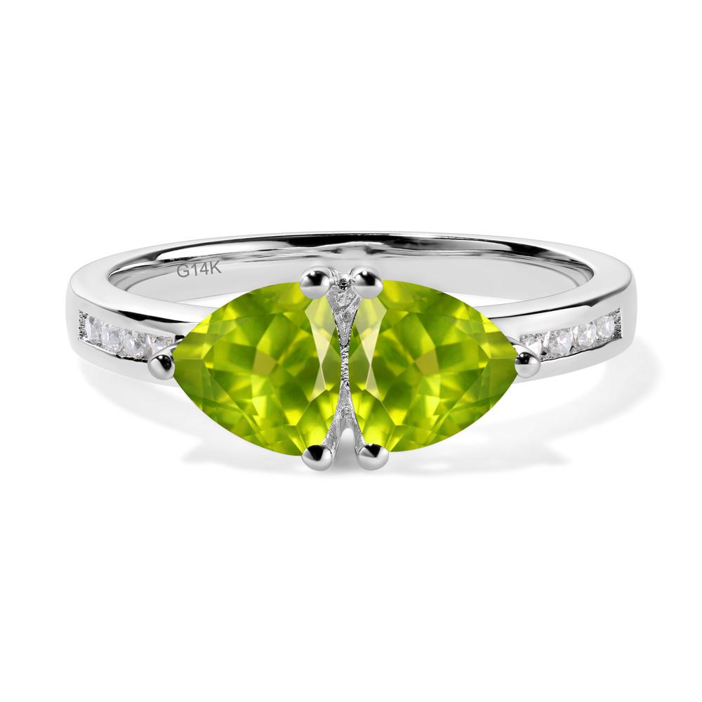 Trillion Cut Two Stone Peridot Ring - LUO Jewelry #metal_14k white gold