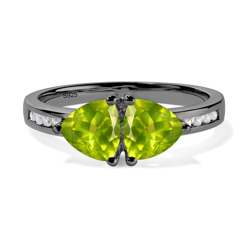 Trillion Cut Two Stone Peridot Ring - LUO Jewelry #metal_black finish sterling silver