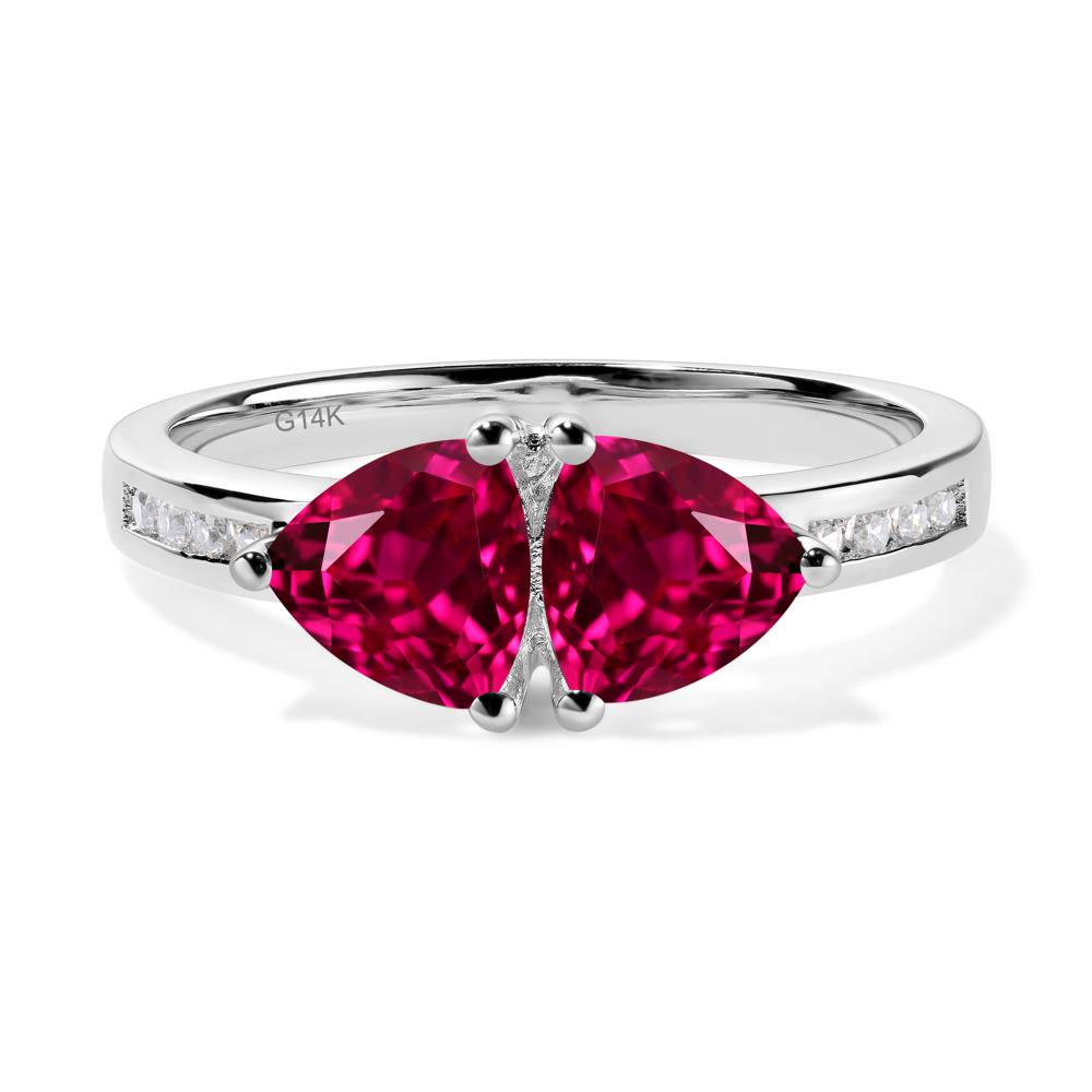 Trillion Cut Two Stone Ruby Ring - LUO Jewelry #metal_14k white gold