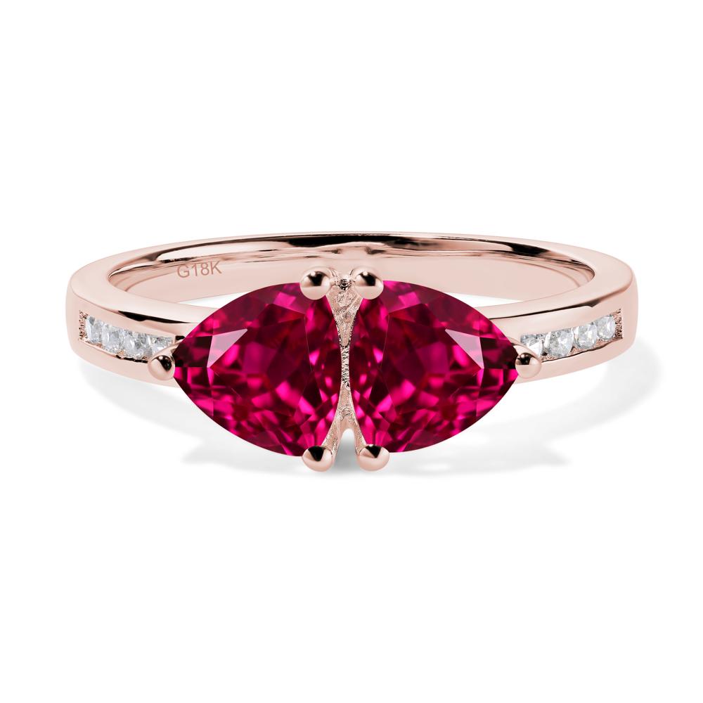 Trillion Cut Two Stone Ruby Ring - LUO Jewelry #metal_18k rose gold