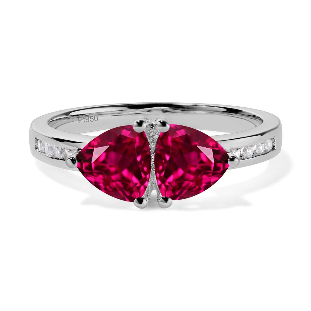 Trillion Cut Two Stone Ruby Ring - LUO Jewelry #metal_platinum