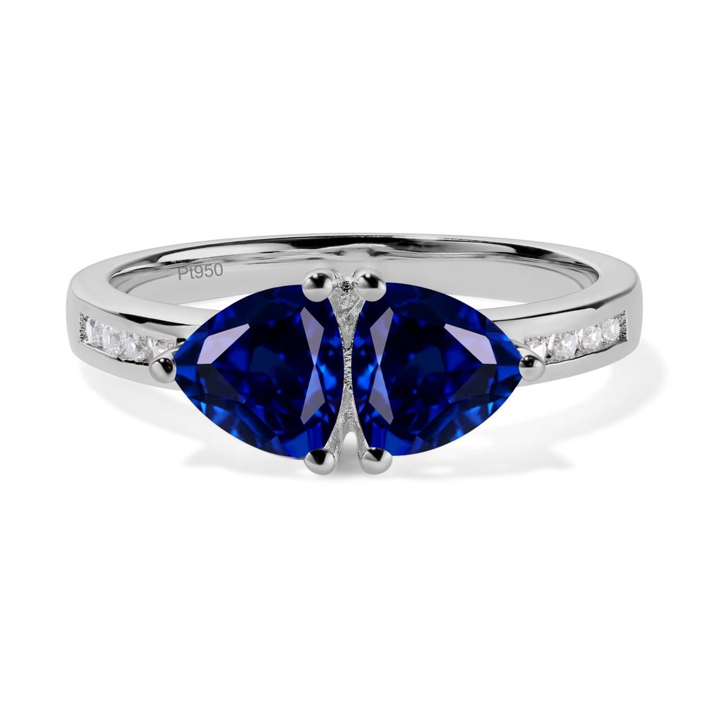 Trillion Cut Two Stone Lab Created Sapphire Ring - LUO Jewelry #metal_platinum