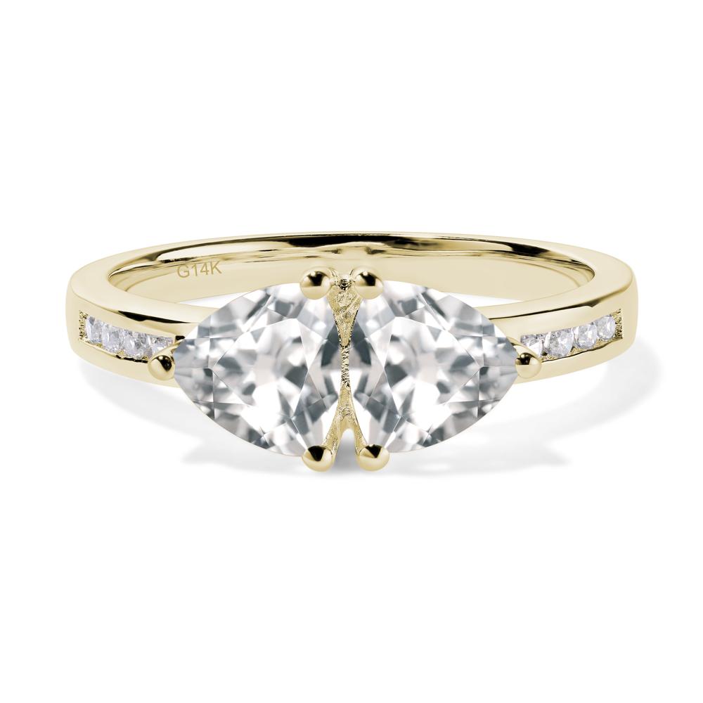 Trillion Cut Two Stone White Topaz Ring - LUO Jewelry #metal_14k yellow gold