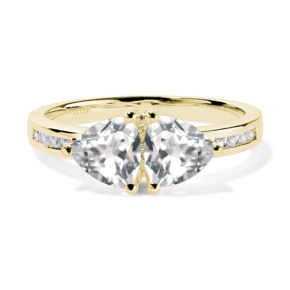 Trillion Cut Two Stone White Topaz Ring - LUO Jewelry #metal_18k yellow gold