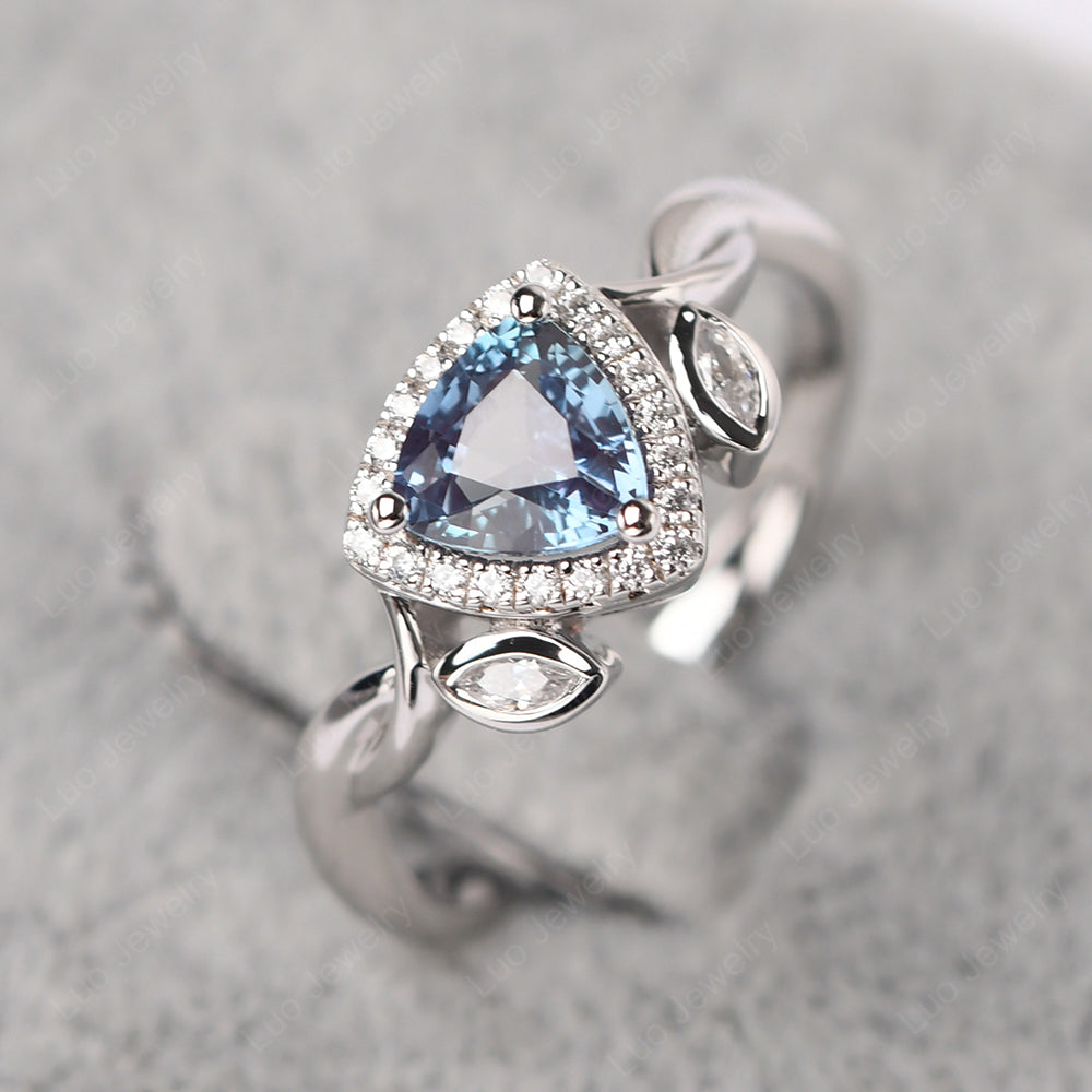 Alexandrite Wedding Ring Trillion Cut Art Deco - LUO Jewelry
