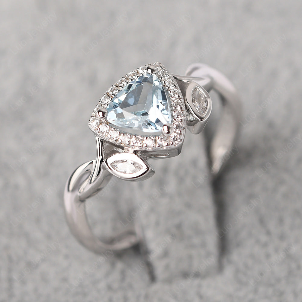 Aquamarine Wedding Ring Trillion Cut Art Deco - LUO Jewelry