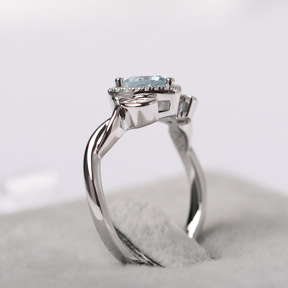 Aquamarine Wedding Ring Trillion Cut Art Deco - LUO Jewelry
