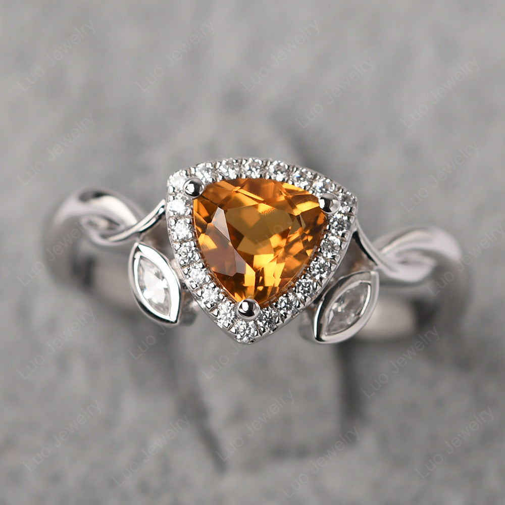 Citrine Wedding Ring Trillion Cut Art Deco - LUO Jewelry