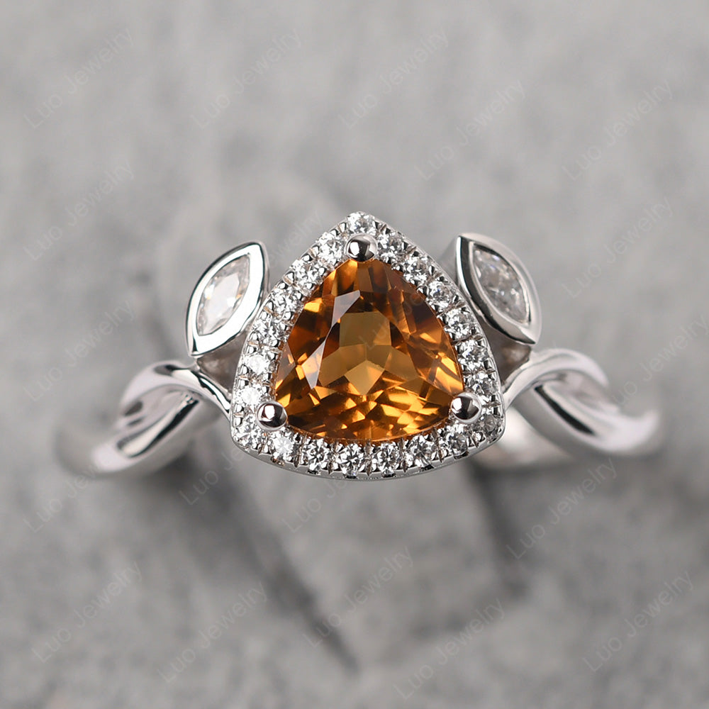 Citrine Wedding Ring Trillion Cut Art Deco - LUO Jewelry