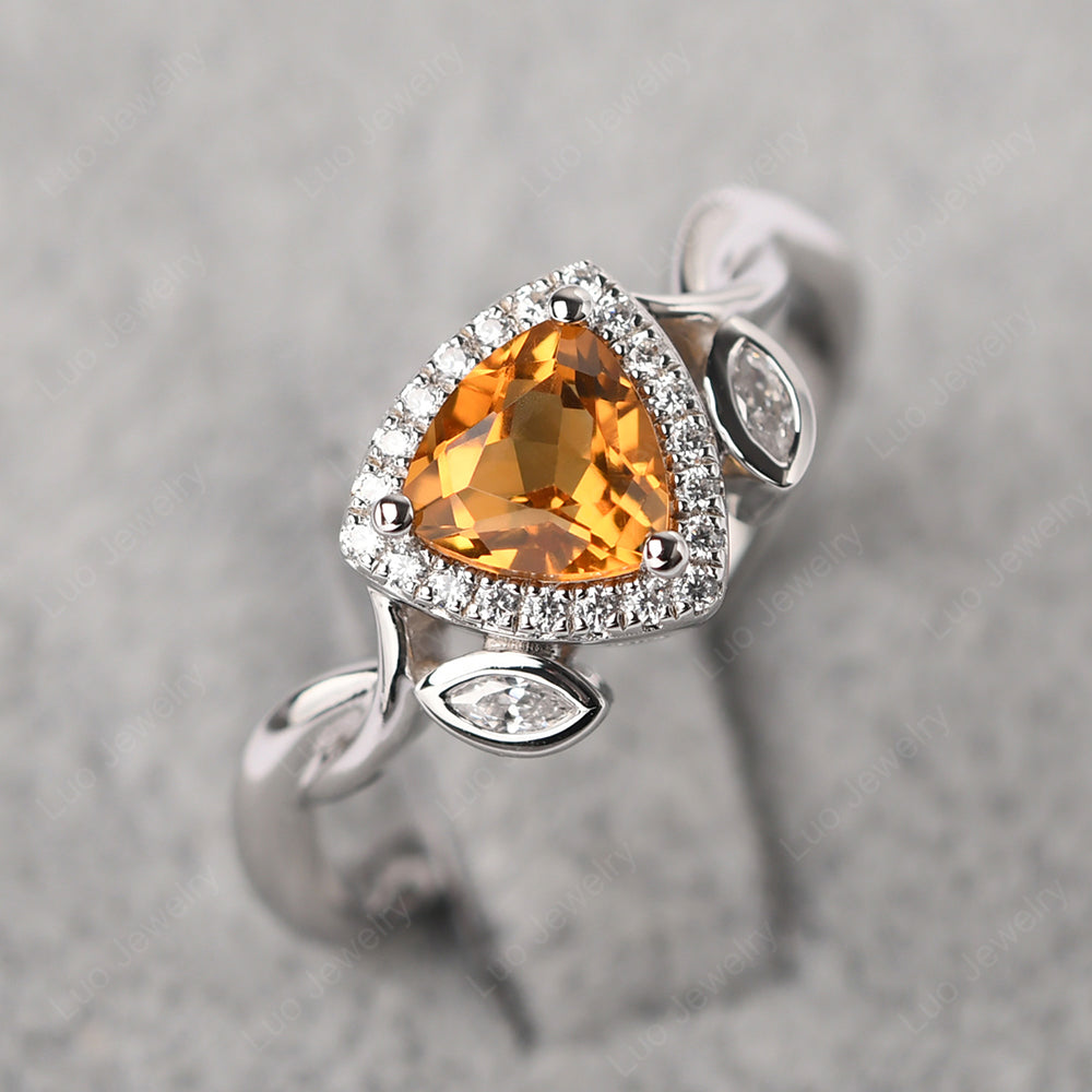 Citrine Wedding Ring Trillion Cut Art Deco - LUO Jewelry