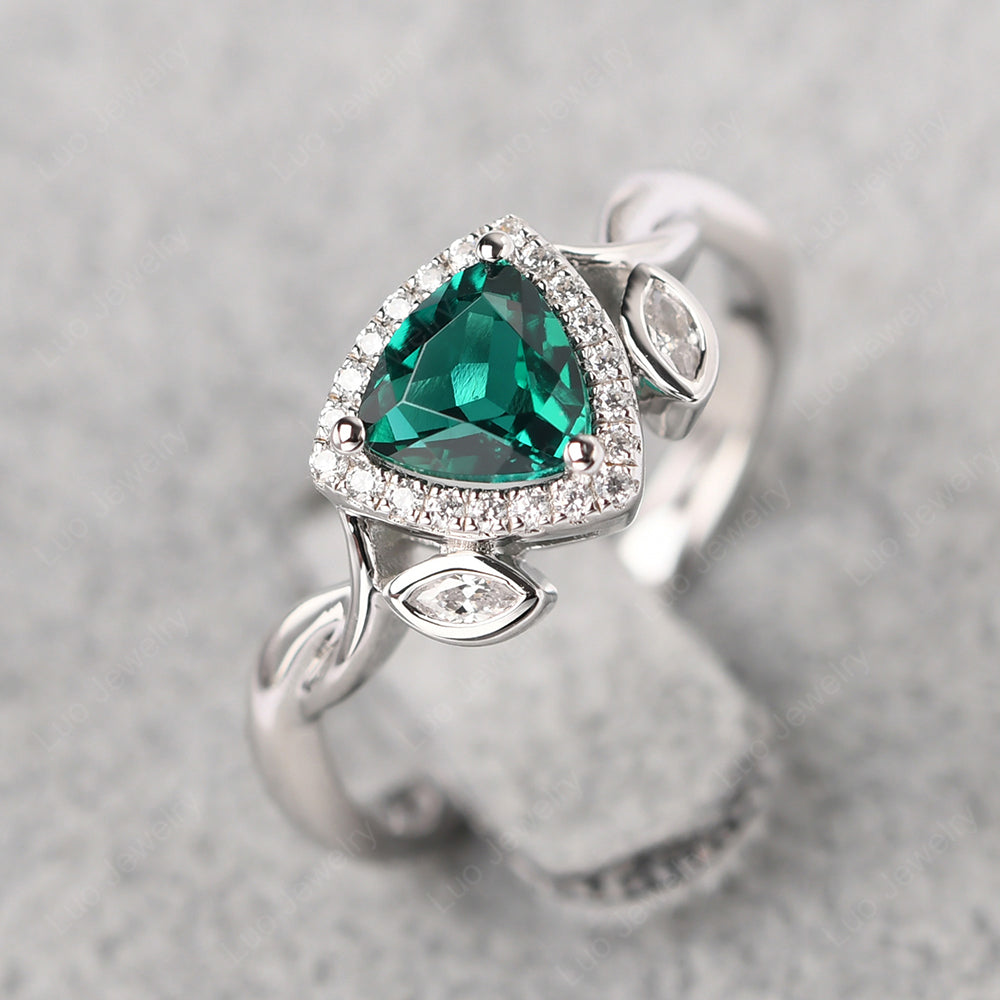 Emerald Wedding Ring Trillion Cut Art Deco - LUO Jewelry
