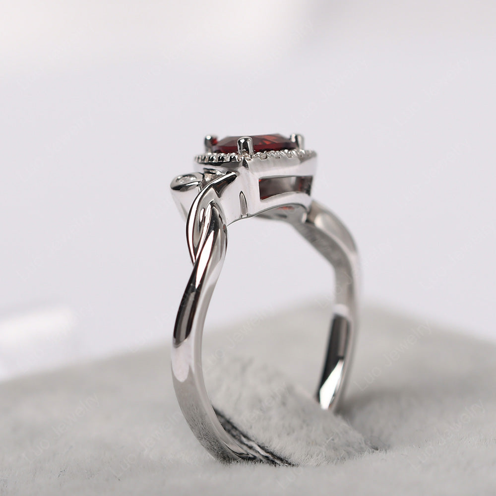 Garnet Wedding Ring Trillion Cut Art Deco - LUO Jewelry