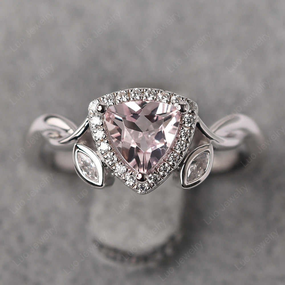 Morganite Wedding Ring Trillion Cut Art Deco - LUO Jewelry