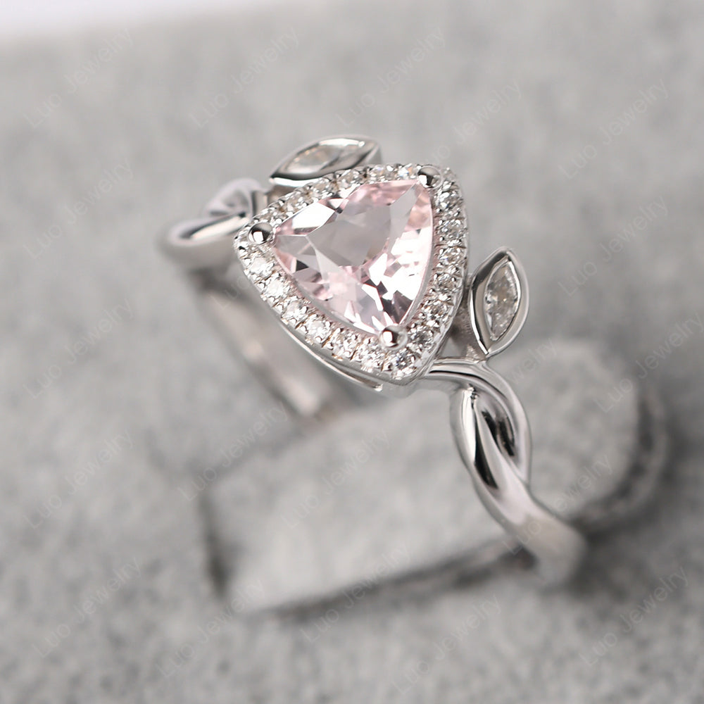 Morganite Wedding Ring Trillion Cut Art Deco - LUO Jewelry