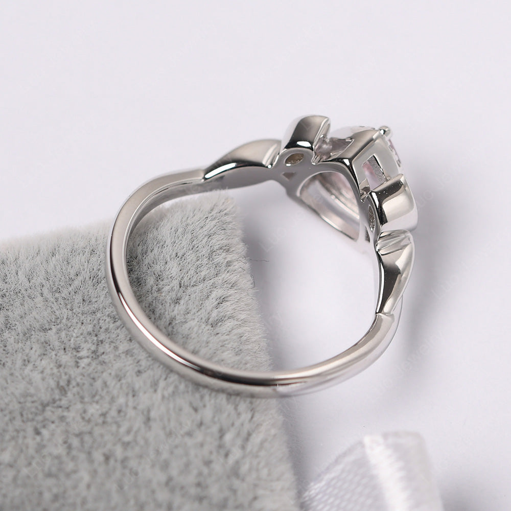 Morganite Wedding Ring Trillion Cut Art Deco - LUO Jewelry