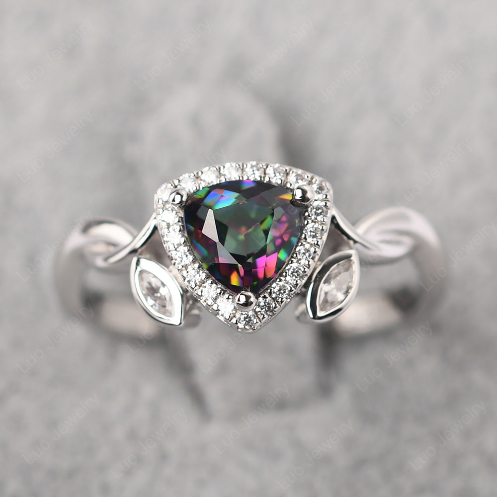 Mystic Topaz Wedding Ring Trillion Cut Art Deco - LUO Jewelry