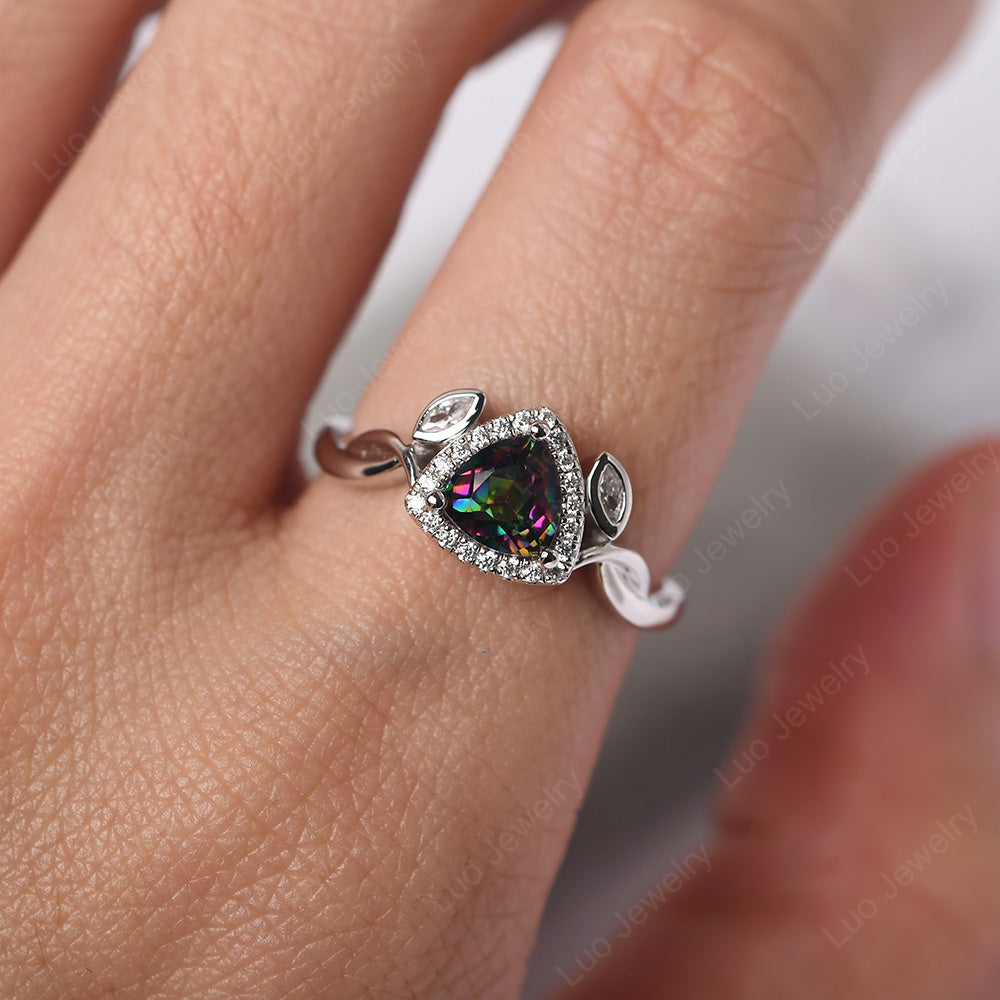 Mystic Topaz Wedding Ring Trillion Cut Art Deco - LUO Jewelry