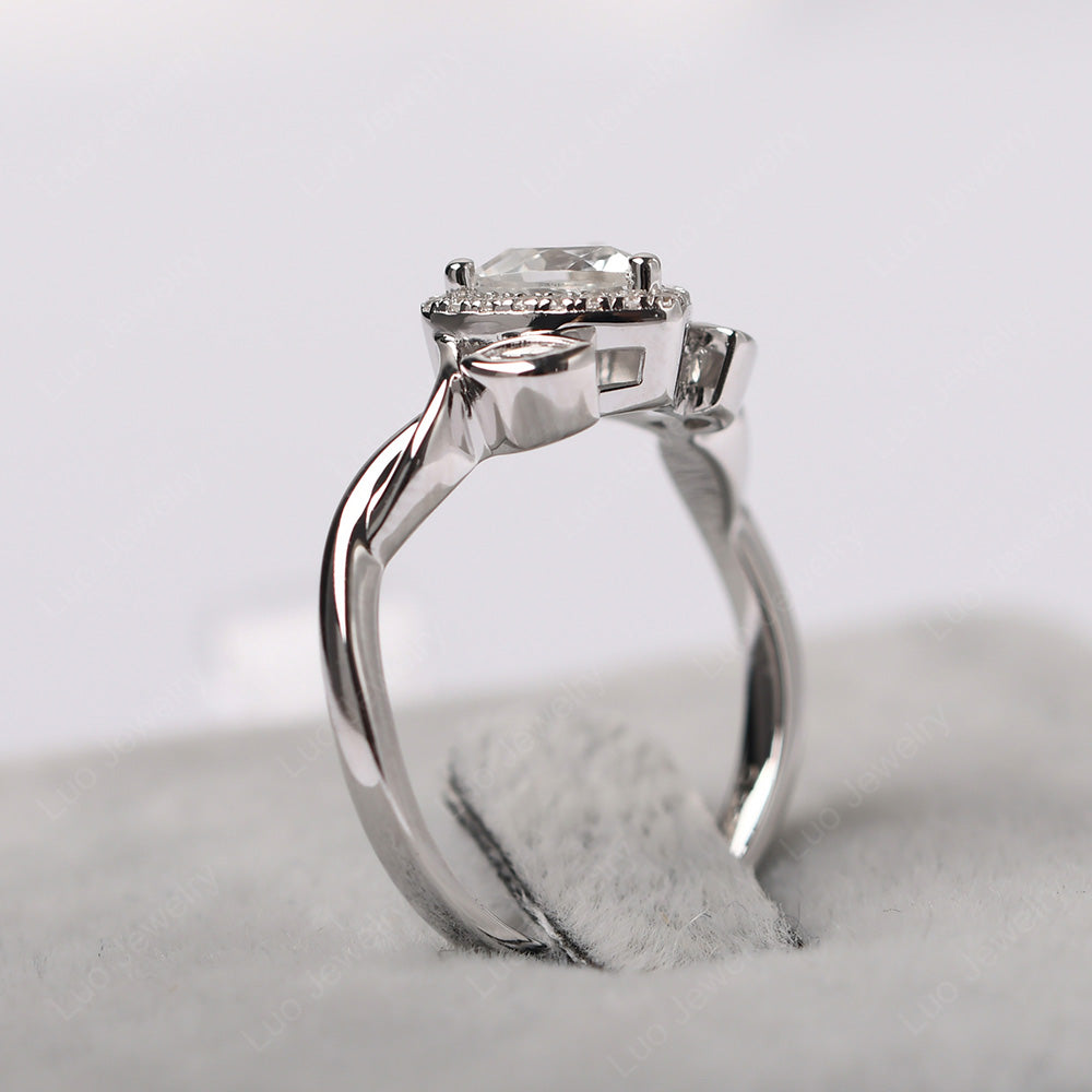 White Topaz Wedding Ring Trillion Cut Art Deco - LUO Jewelry