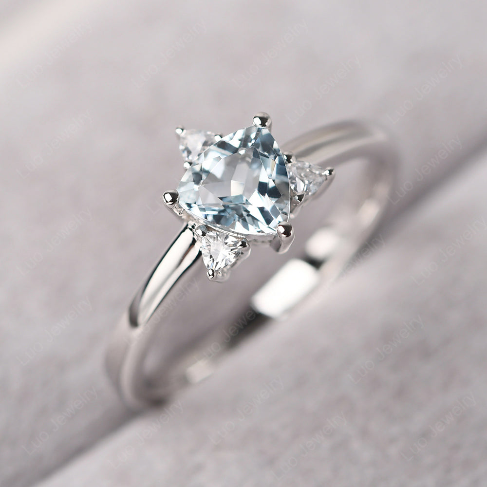 Six Point Star Ring Aquamarine Wedding Ring - LUO Jewelry