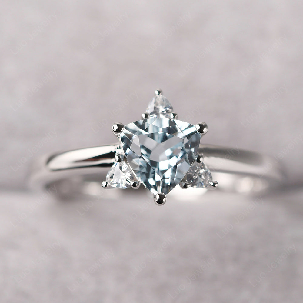 Six Point Star Ring Aquamarine Wedding Ring - LUO Jewelry