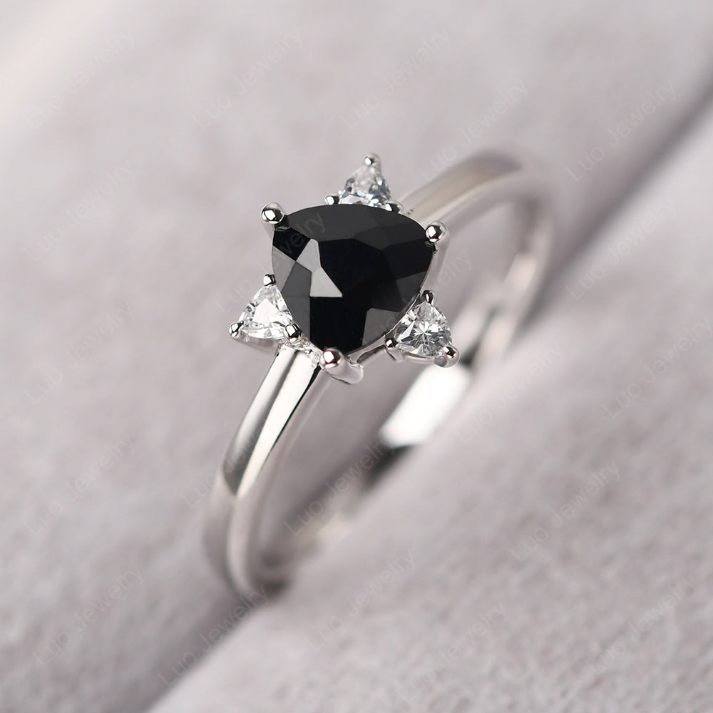 Six Point Star Ring Black Spinel Wedding Ring - LUO Jewelry
