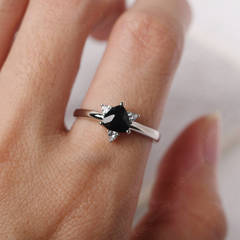 Six Point Star Ring Black Spinel Wedding Ring - LUO Jewelry