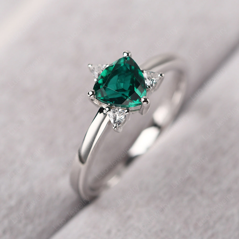 Six Point Star Ring Emerald Wedding Ring - LUO Jewelry