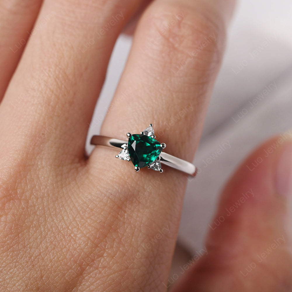 Six Point Star Ring Emerald Wedding Ring - LUO Jewelry