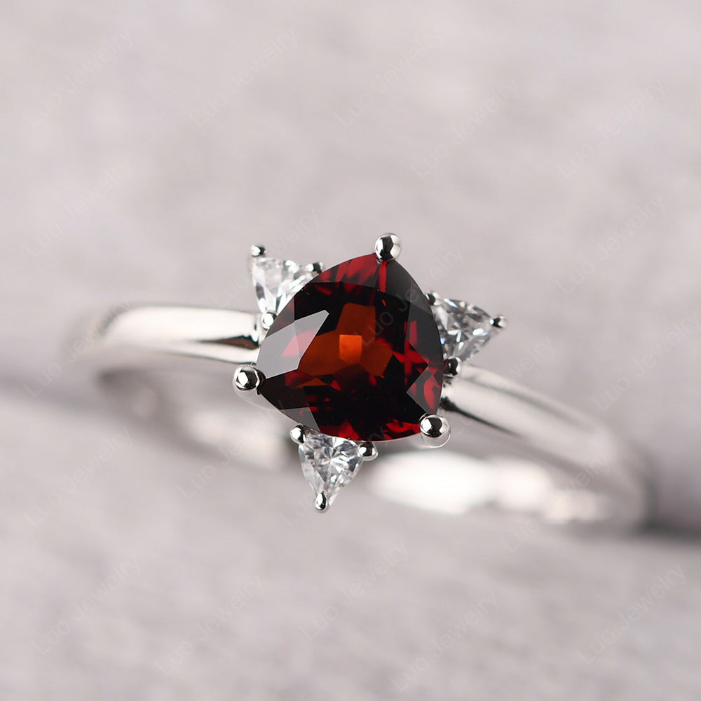 Six Point Star Ring Garnet Wedding Ring - LUO Jewelry