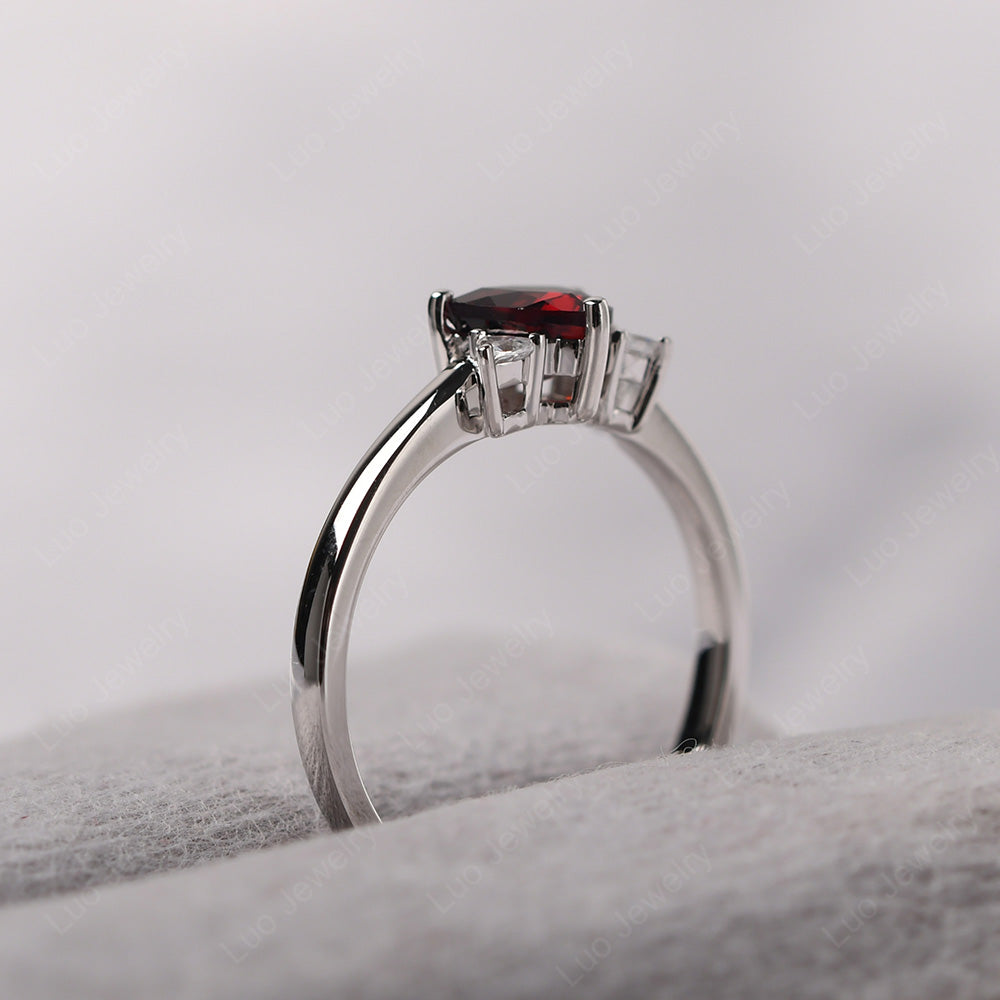 Six Point Star Ring Garnet Wedding Ring - LUO Jewelry