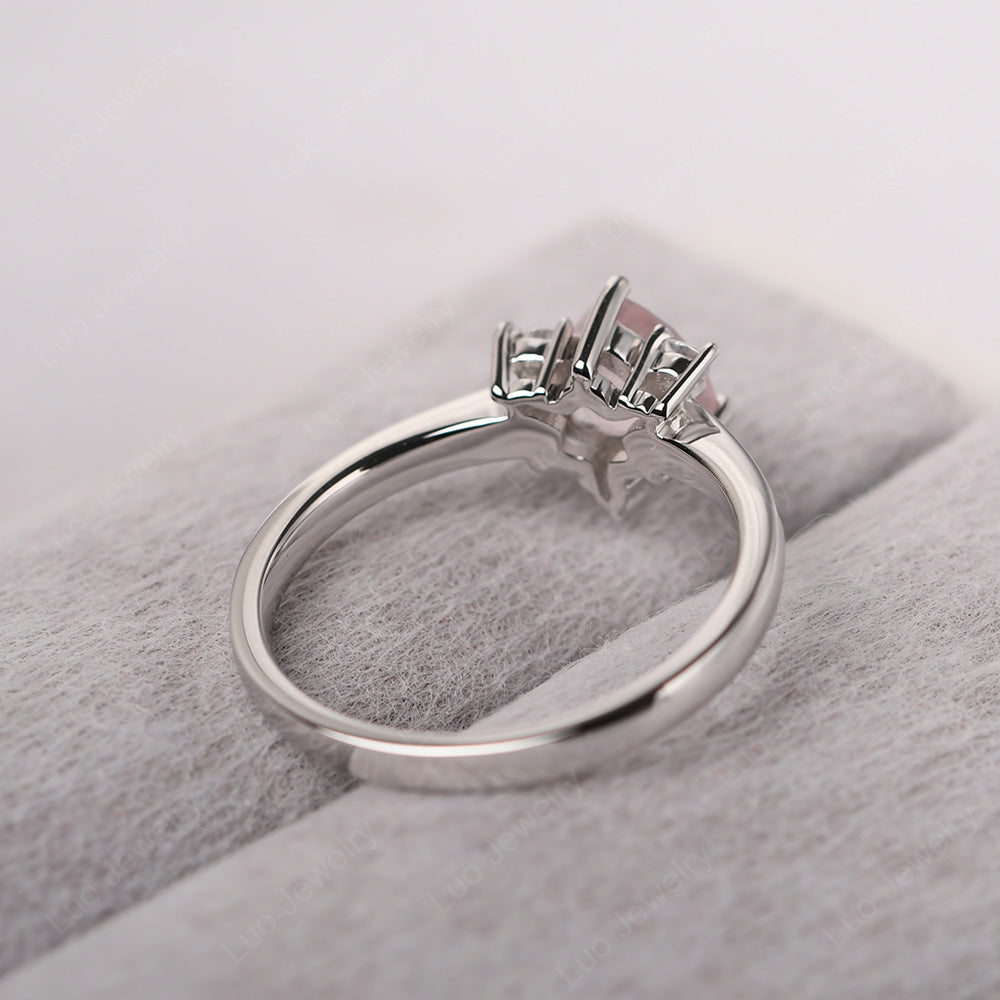 Six Point Star Ring Rose Quartz Wedding Ring - LUO Jewelry