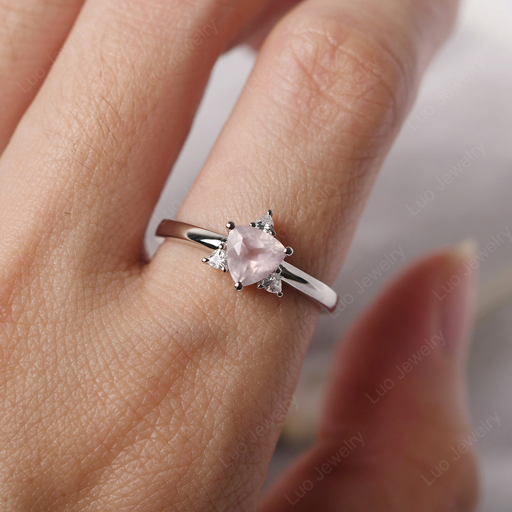 Six Point Star Ring Rose Quartz Wedding Ring - LUO Jewelry