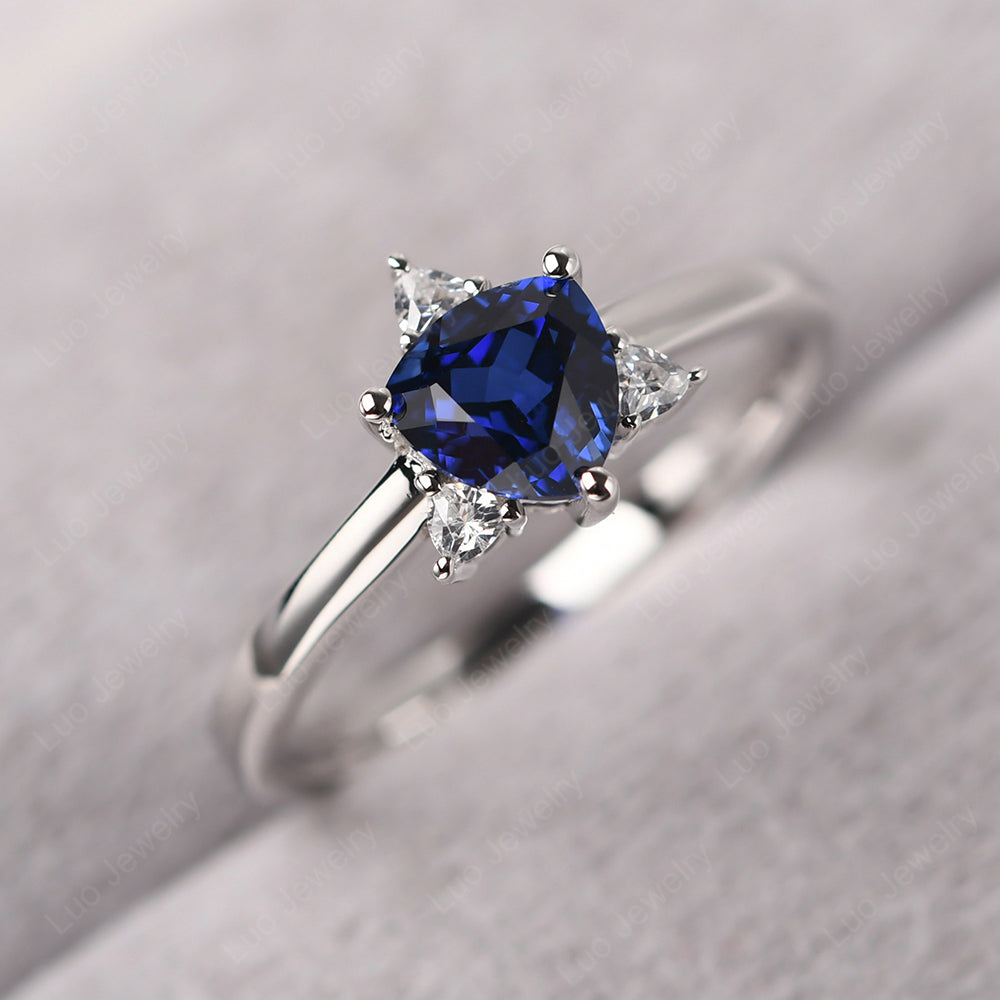 Six Point Star Ring Lab Sapphire Wedding Ring - LUO Jewelry