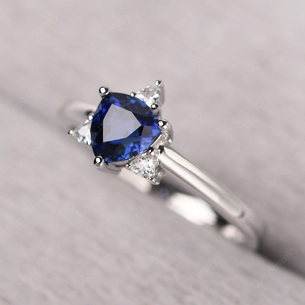 Six Point Star Ring Lab Sapphire Wedding Ring - LUO Jewelry