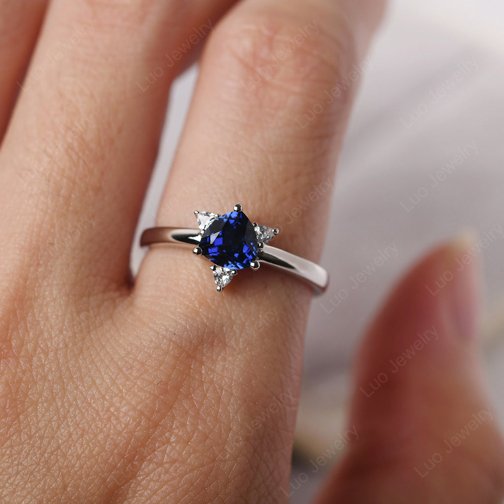 Six Point Star Ring Lab Sapphire Wedding Ring - LUO Jewelry