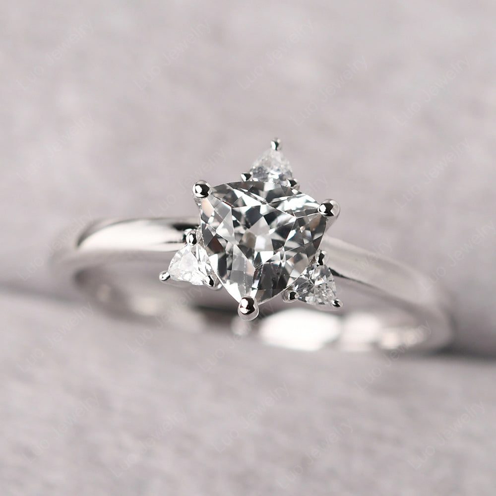 Six Point Star Ring White Topaz Wedding Ring - LUO Jewelry