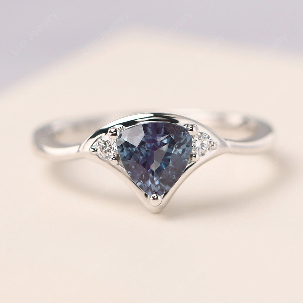 Alexandrite Ring Triangle Engagement Ring - LUO Jewelry