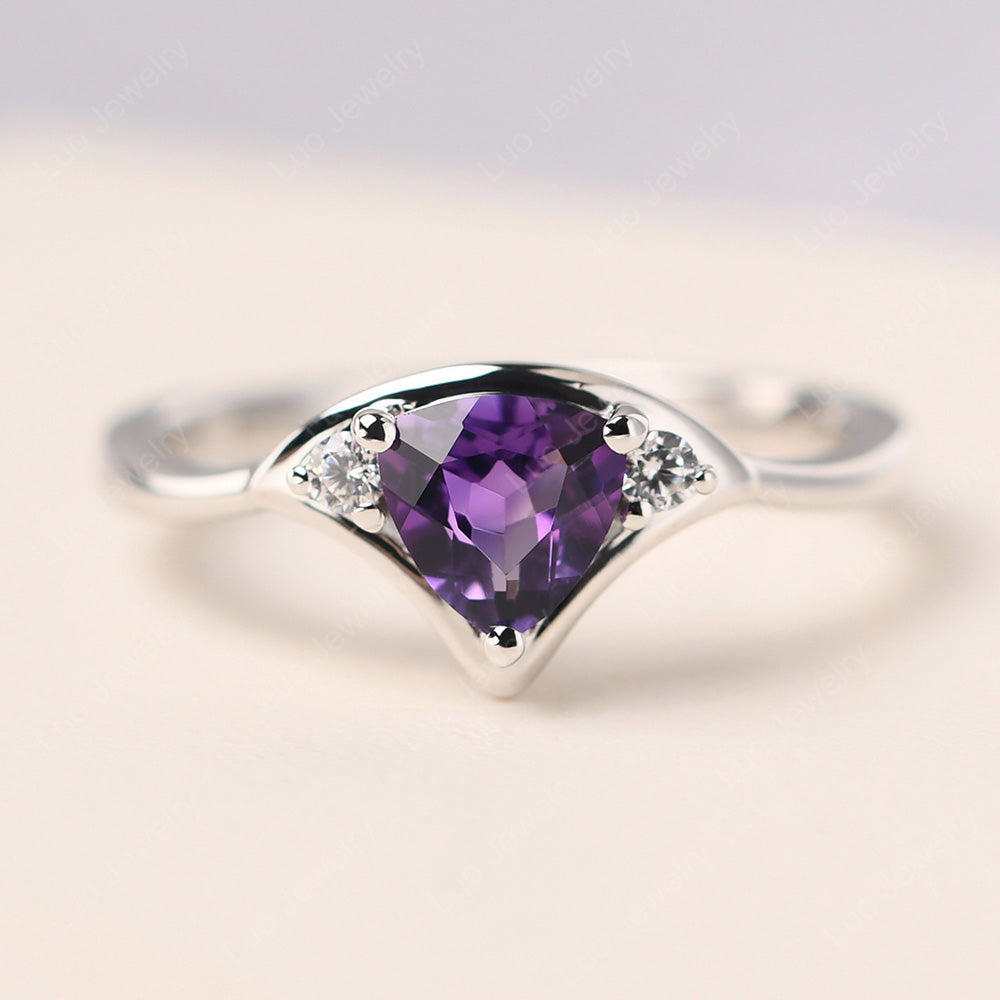 Amethyst Ring Triangle Engagement Ring - LUO Jewelry